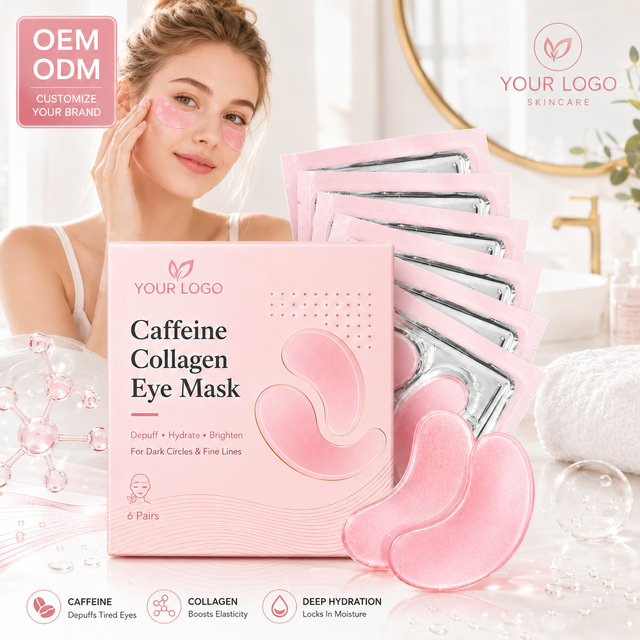 Private Label Caffeine Collagen Hydrogel Eye Patches Dark Circles Puffiness Relief Hydrating Anti Wrinkle Treatment
