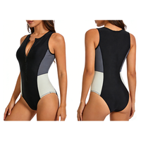 Wetsuit renang freediving tanpa lengan DIVESTAR dengan logo custom, terbuat dari neoprene 2mm, bernapas, super elastis, dan dilengkapi resleting depan untuk wanita.