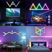Bande lumineuse LED Shineu ABS à épissure - 5 pièces 12V DIY Ambiance de jeu RGB Bande lumineuse murale intelligente détachable Kit d'éclairage