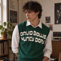 Gilet en tricot personnalisé avec motif graphique, col en V, sans manches, pull décontracté, style preppy