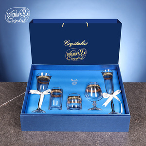 Czech Crystal <b>Wine</b> Glass Set 5-Piece Gold Plated <b>Goblets</b> For Wedding Gift Women - Product Image 2