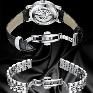 Maßgefertigte Luxus-Taucheruhr Hohlgebohrte ETA Automatische Mechanische Uhr für Jungen Edelstahl Leder Mondphase Leuchtend Wasserdicht - Product Image 3