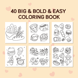Libro para colorear de 40 páginas para niños, lindos y acogedores diseños audaces y fáciles, libros para colorear de alimentos, bebidas y dulces para adultos y adolescentes - Product Image 2