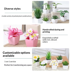 Künstliche Seidenblume <span class=keywords><strong>Mini</strong></span>-Topfpflanze Grünpflanze Kunstpflanze Deko Wohnzimmer Büro Schreibtisch Sukkulente Rosen-Stil Künstlicher Topf - Product Image 1