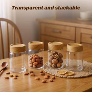 Prodcued Various Sizes <b>Glass</b> Storage Jar with Lids Custom Kitchen <b>Glass</b> <b>Food</b> Storage <b>Container</b> Mason Spice Jar Acacia Cover Jars - Product Image 4