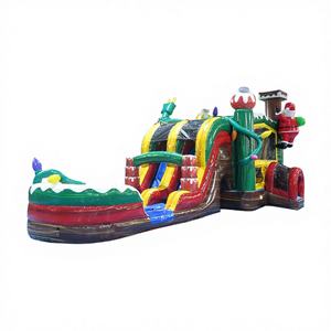 Castillo Inflable Navideño Doble con Tobogán de Santa Claus y Renos, para Fiestas Infantiles, Material de PVC, 500 kg - Product Image 1
