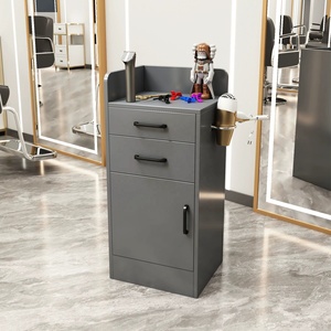 Black Salon <b>Trolley</b> Hair Studio Vanity Stand with Drawers Cabinet and Blow Dry Holder for Barber <b>Shop</b> - Product Image 2