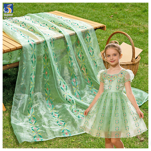 Tela de Organza Transparente con Purpurina Verde YX2241, Tela Personalizada para Vestidos de Princesa Anna, Ropa para Niñas, Faldas - Product Image 1
