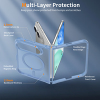 Coque Duo pour iPhone de haute qualité, bleu mat, antichoc, toucher doux, TPU PC hybride, coque magnétique pour téléphone portable, vente en gros