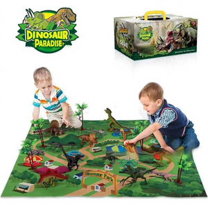 Nuovo Set Valigia con Modellini di Dinosauri in Plastica, Tappeto Giungla con <span class=keywords><strong>Animali</strong></span>, Giocattolo Educativo per Bambini 4-6 Anni, Unisex - Product Image 5