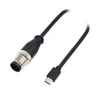 Conector Automotriz Impermeable IP67 M12 de 4 Pines Macho, Contactos de Aleación de Cobre, Carcasa de Acero Inoxidable, Cable USB Tipo-C 3.0, Clasificación 4A