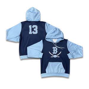 มีฮู้ดน้ำหนักสูงสเวตเชิ้ตกีฬาผ้าฝ้ายพิมพ์ลายปะติด - Product Image 1