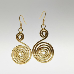 Golden Spiral <b>Handmade</b> <b>Earrings</b> - Gold Plated Statement Dangle <b>Earrings</b> for Women - Product Image 3