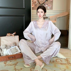 Nuovo Stile Traspirante Estivo, Cardigan in Stile Francese per Ragazze, Pigiama in Seta <span class=keywords><strong>Ghiaccio</strong></span> per Donne in Stile Palazzo - Product Image 3