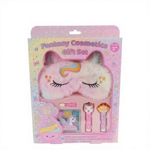 Ensemble de maquillage pour enfants licorne fantastique, poudre pour le visage, fard à paupières et masque de sommeil en peluche pour filles, non toxique, sans paraben - Product Image 1