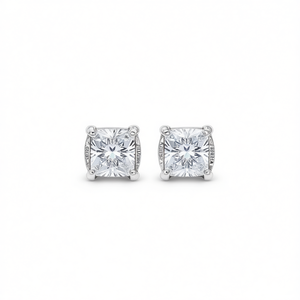 Pendientes Clásicos de Plata 925 con Cristal de Estrás, Engaste de Garra, Diseño Geométrico, Baño Blanco, Uso Diario para Mujer - Product Image 1