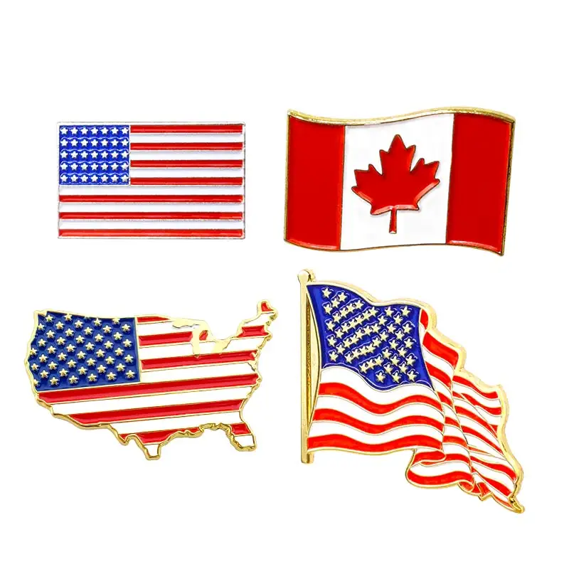 Custom flag badges lapel pins US soft enamel hard enamel pin custom Canada hard enamel brooches 22mm