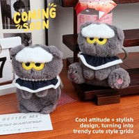 Pendentif en peluche chat mignon gris froid style dessin animé Tide avec rembourrage en coton PP ultra doux, petite taille (11-30cm), lot en gros mixte
