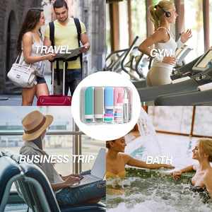 Ensemble de 15 flacons de voyage portables en silicone avec logo personnalisé, rechargeables, pour shampoing et gel douche - Product Image 4