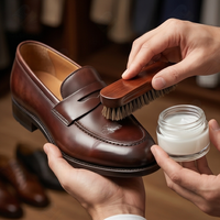 Ensemble de brosses à chaussures en crin de cheval, kit de brosses à polir en bois de lotus laqué rouge pour l'entretien et le nettoyage des bottes et chaussures en cuir