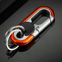 Porte-clés décontracté bicolore pour homme, créatif, double anneau en alliage de zinc et acier inoxydable, forme ovale, pour clés de voiture et motos