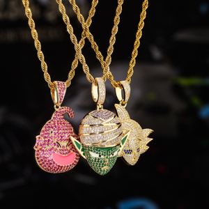Colgante de Anime <span class=keywords><strong>Dragon</strong></span> <span class=keywords><strong>Ball</strong></span> Chapado en Oro de 18K - Collar de Dibujos Animados con Micro Pavé de Circonitas, Joyería Hip Hop Unisex para Streetwear, Venta al por Mayor - Product Image 2