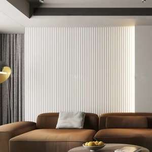 Vente flash Panneaux muraux décoratifs 3D en MDF Design moderne en forme de vague Panneaux muraux texturés en bois pour salon Mur d'accent Décoration intérieure - Product Image 2