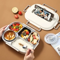 Boîte à lunch isotherme en acier inoxydable 304, compartimentée, étanche, grande capacité, pour les travailleurs de bureau, les étudiants, scellée, portable, bento