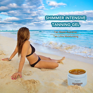 AiXin etiqueta privada 120ML zanahoria oro brillo crema de bronceado tono de piel profunda bronceado autobronceador loción de bronceado Gel de bronceado - Product Image 2