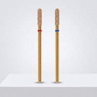 Fraise à ongles diamantée professionnelle 3/32 po, tête cylindrique dorée pour manucure russe, pour le nettoyage des cuticules et des peaux mortes, outils de manucure