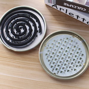 Mosquito Coil Holder 15cm Round Metal Ash Tray With Lid Fireproof Mosquito Coil Stand Indoor Use - Product Image 1