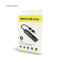 Hub de lecteur de carte USB OTG 5 en 1, adaptateur Ethernet, hub USB C avec RJ45 100M, USB-C 3.0 2.0, port SD TF pour ordinateur, PC, téléphone portable