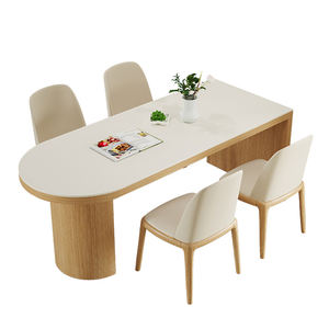 <span class=keywords><strong>Table</strong></span> de style île en dalle de roche blanche moderne maison <span class=keywords><strong>cuisine</strong></span> salon contre le <span class=keywords><strong>mur</strong></span> <span class=keywords><strong>table</strong></span> à manger ovale en bois - Product Image 3