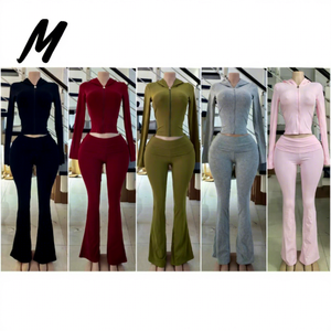 Completo <span class=keywords><strong>Donna</strong></span> Autunno 2026: Giacca Casual con Zip e Top, Pantaloni Skinny a Zampa, <span class=keywords><strong>Outfit</strong></span> Sportivo Invernale, Set 2 Pezzi - Product Image 2