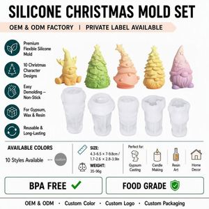 LA Custom Logo 3D Christmas Tree Silicone <b>Candle</b> <b>Mold</b> DIY Gypsum Deer Gnome Snowman Aromatherapy Ornament OEM ODM - Product Image 1