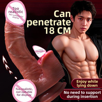 Vibromasseur télescopique vibrant en silicone chauffant réaliste avec ventouse, jouet sexuel pour adulte, best-seller