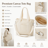 Solution tout-en-un : Sac fourre-tout en toile de coton de luxe avec logo personnalisé, poignée en cuir PU, toile robuste de 16 oz, idéal pour le branding de détail
