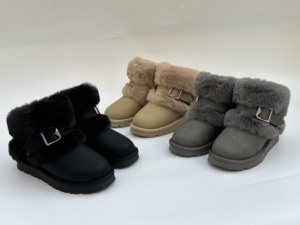 Stivaletti da <span class=keywords><strong>Donna</strong></span> Autunno Inverno con Fodera in Pelliccia Sintetica, Chiusura con Fibbia, <span class=keywords><strong>Sneakers</strong></span> Comode alla Moda, Calde, Retrò, Casual - Product Image 1