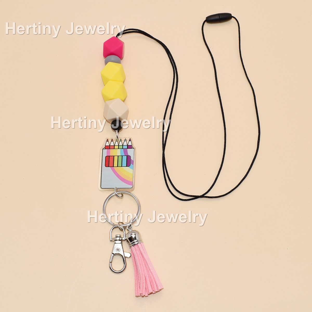 Large Daisy Flower Personalized Name Teacher Lanyard Custom Name Lanyard Office ID Key Lanyard Gift for Teacher Image 2