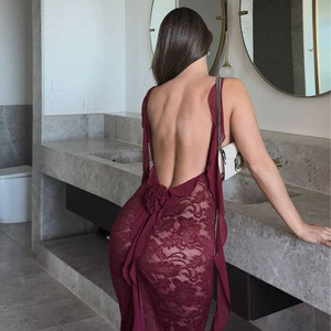 เดรสยาวสายเดี่ยวเปิดหลังทรงเข้ารูป ผ้าบางเบา เอวธรรมชาติ สีพื้น แต่งริบบิ้นพลิ้วสวยทันสมัย - Product Image 2