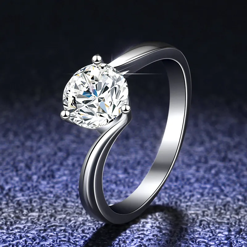 Đồ trang sức tốt tùy chỉnh cá nhân D màu VVS1 moissanite Nhẫn S925 Sterling Bạc Kim Cương Nhẫn đính hôn đám cưới toàn bộ giá