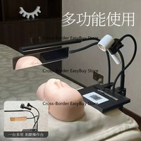 Table d'opération magnétique professionnelle en acier inoxydable 4-en-1 avec lampe LED pour cils, miroir de maquillage et outil portable pour extensions de cils