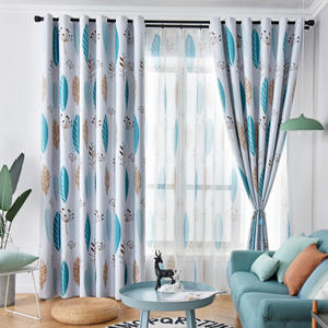 Amity Factory Vente en Gros <span class=keywords><strong>Voilage</strong></span> Imprimé Nordique Ins Bleu Géométrique Rideau Œillet Transparent pour Chambre et Décoration de Salon - Product Image 4