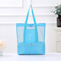 Bolsa Térmica Portátil de Malla Abierta con Asa Única, Doble Compartimento, para Picnic, Deportes, Viajes y Almacenamiento al Aire Libre, para Hombres y Mujeres