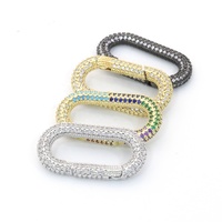 Fermoir à vis ovales, lot de pièces, CZ, Micro pave, couleur or, or Rose, argent ou noir, serrure ovale