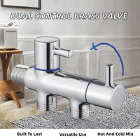 Robinet de toilette moderne chic en laiton finition chrome, double commande d'angle, multifonction, un en deux, robinet de salle de bain pour partenaire