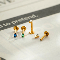 Maina Colorful Zircon Water Droplet Tragus Earrings G23 Titanium Labret Piercing Jewelry Internally Thread Cartilage Earring