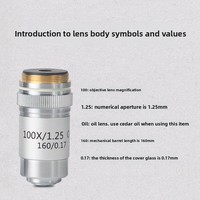 WEIAI All-purpose Objective Lens 4X 10X 40X 100X (Oil) Laboratory Copper 195 Achromatic Biological Microscope Objective Lens
