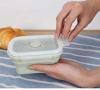 LFGB-zertifizierte, beheizbare, lebensmittelechte Silikon-Lunchbox, zusammenklappbar, reisefreundlicher Aufbewahrungsbehälter
