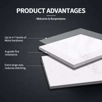 Plan de travail de cuisine moderne en quartz Carrara aspect marbre RUNPIN, grande dalle polie, plateau de table d'hôtel